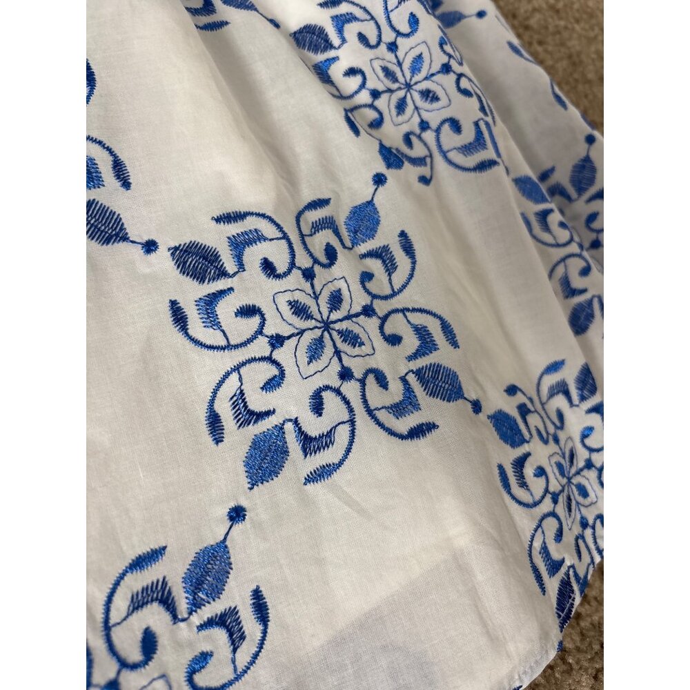Mango Embroidered White & Blue Midi Skirt With Floral Pattern, new with tags - Picture 5 of 5
